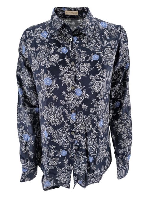camicia donna fantasia cachemire blu e bianco Camicetta Snob | 876-31364563